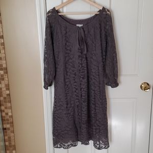 Garnet Hill, Gray Lace Bohemian Dress, sz 16